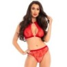 Leg Avenue - Set Dos Piezas Panties Y Top Cuello Halter Rojo de Leg Avenue Sets - Talla S/M | Piumer