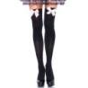 Leg Avenue - Medias Altas Negras Con Lacito Rosa Talla Única de Leg Avenue Hosiery | Piumer