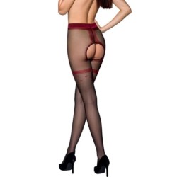 Passion - Tiopen 019 Medias Negro/Rojo 3/4 20 Den de Passion Woman Garter & Stock | Piumer