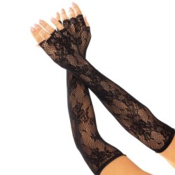 Leg Avenue - Guantes Sin Dedos Red Floral Negro de Leg Avenue Hosiery | Piumer