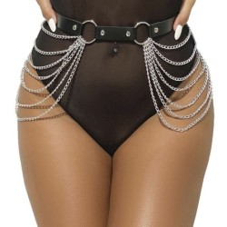 Subblime - Cinturón De Cadenas Cuero Negro Talla Única de Subblime Fetish | Piumer