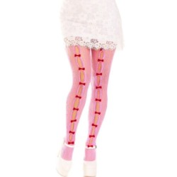 Leg Avenue - Medias Con Aberturas Corazon & Lazos Rosa de Leg Avenue Hosiery | Piumer
