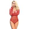 Subblime - 952303 Body De Rejilla Brillante Con Hombros Descubiertos Manga Larga Rojo Talla Única de Subblime Bodies | Piumer