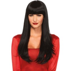 Leg Avenue - Peluca Pelo Largo Con Flequillo Negro de Leg Avenue Accessories | Piumer