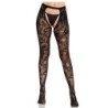 Leg Avenue - Medias De Encaje De Rosas Con Parte Trasera Abierta Negro de Leg Avenue Hosiery | Piumer
