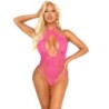 Leg Avenue - Body Cruzado Al Cuello De Encaje Rosa Talla Única de Leg Avenue Bodystockings | Piumer