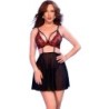 Chilirose - Cr 4869 Babydoll Negro/Rojo de Chilirose Babydolls - Talla S | Piumer