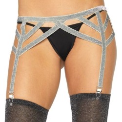 Leg Avenue - Liguero Lurex Plateado Talla Única de Leg Avenue Accessories | Piumer