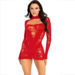 Leg Avenue - Mini Vestido De Encaje Con Manga Larga Rojo de Leg Avenue Dresses | Piumer