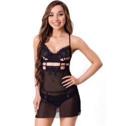 Livco Corsetti Fashion - Maia 20247 Babydoll + Tanga Negro de Livco Corsetti Sets - Talla S/M | Piumer