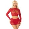 Leg Avenue - Top + Falda De Rejilla Con Brillantes Rojo de Leg Avenue Dresses | Piumer