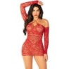 Leg Avenue - Minivestido De Rejilla Con Hombros Descubiertos Y Manga Larga Rojo de Leg Avenue Dresses | Piumer