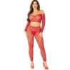 Leg Avenue - Crop Top + Medias Rojo Talla Única de Leg Avenue Bodystockings | Piumer