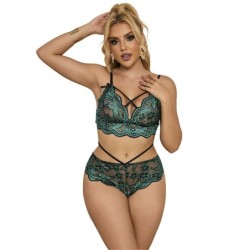 Subblime - 954086 Sujetador + Panties Encaje Verde de Subblime Sets - Talla S/M | Piumer