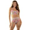 Subblime - 954109 Sujetador + Panties Con Liguero Diseño Floral Azul de Subblime Sets - Talla S/M | Piumer