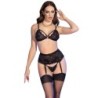 Chilirose - Cr 4728 Set Sujetador + Tanga + Medias Negro de Chilirose Sets - Talla M | Piumer