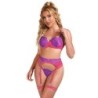 Subblime - 955359 Set Sujetador Con Encaje Y Ligueros Rosa Y Morado de Subblime Sets - Talla S/M | Piumer