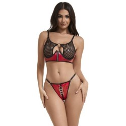 Subblime - 955540 Conjunto Sujetador Con Cremallera De Malla De Charol Rojo de Subblime Sets - Talla L/XL | Piumer