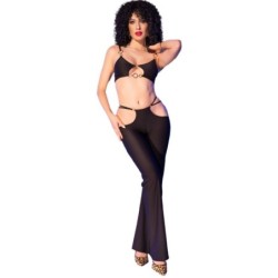 Chilirose - Cr 4851 Set Top Negro Y Leggins Con Complementos Dorados de Chilirose Sets - Talla L | Piumer