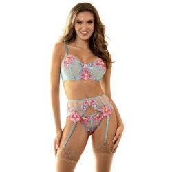 Subblime - 957643 Conjunto Sujetador Y Liguero Con Bordados De Flores Rosas de Subblime Sets - Talla S/M | Piumer
