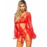Leg Avenue - 86123 Set Body + Bata De Liguero Rojo Talla de Leg Avenue Sets - Talla M | Piumer
