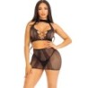 Leg Avenue - Top & Falda De Encaje Abierto Negro de Leg Avenue Sets | Piumer