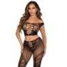 Leg Avenue - Crop Top Y Legging De Rejilla Con Hombros Descubiertos Negro de Leg Avenue Sets | Piumer