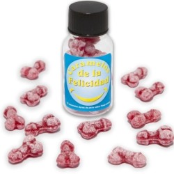 Bote 12 Caramelos De La Felicidad Forma Pene Fresa/Cereza de Diablo Picante | Piumer