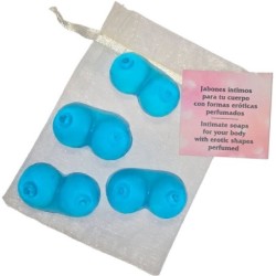 4 Mini Jabones Perfumados Forma Pechos Azul de Diablo Picante | Piumer