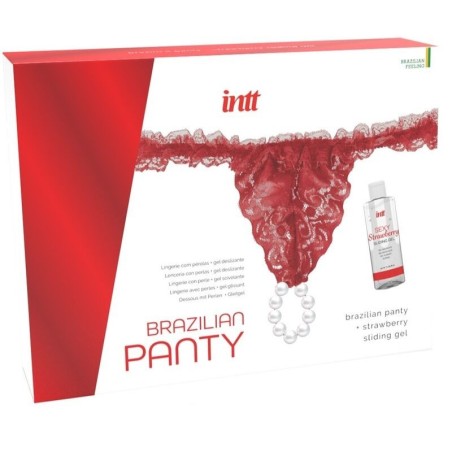 Panty Brasileño Roja Con Perlas Y Gel Lubricante 50 Ml de Intt Releases | Piumer