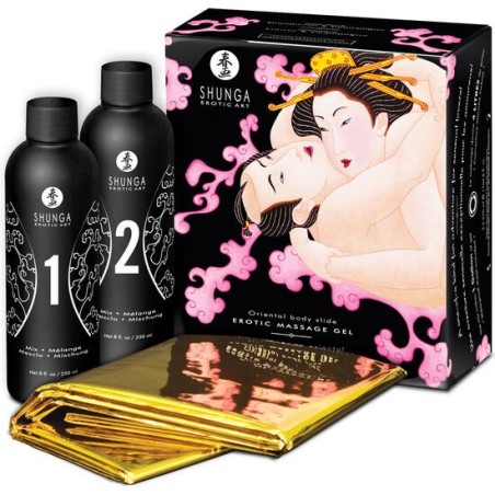 Shunga - Gel De Masaje Erótico Cuerpo A Cuerpo Oriental Fresas Y Cava de Shunga Kits | Piumer