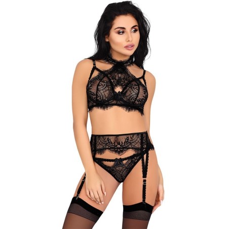 Livco Corsetti Fashion - Majalesa Lc 90526 Sujetador + Liguero + Panty Black S/M de Livco Corsetti Sets | Piumer