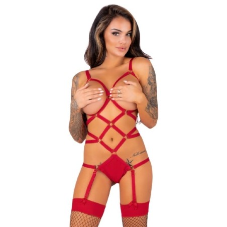 Livco Corsetti Fashion - Thiara Lc 20213 Set Body + Medias Roja S/M de Livco Corsetti Sets | Piumer