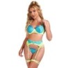 Subblime - 955328 Set Sujetador Con Encaje Y Ligueros Verde Y Azul L/Xl de Subblime Sets | Piumer