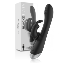 Dj. Adam Estimulador Rabbit Silicona Recargable Negro de Black&Silver | Piumer Erotic
