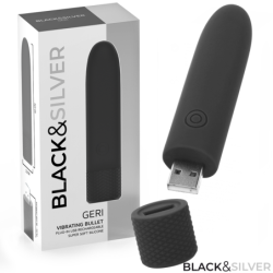 Black & Silver - Geri Bala Vibradora Recargable Por Usb 8 Vibraciones Negro 10 X 2.2 Cm | Piumer Erotic