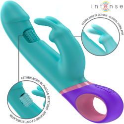 Intense - Mónica Vibrador Rabbit Con Estimulador Rotatorio Del Punto G Azul | Piumer Erotic