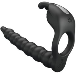 Blackney Anillo Pene Con Plug Vibrador Negro de Pretty Love | Piumer Erotic