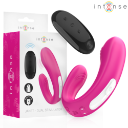 Intense - Janet Estimulador Y Vibrador Dual En Forma De U Con Control Remoto Rosa | Piumer Erotic
