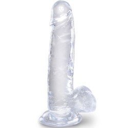 Clear Pene Realístico Con Testículos 15.2 Cm Transparente de King Cock | Piumer Erotic
