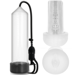 Bomba Erección Rx5 Transparente Con Masturbador de Pump Addicted | Piumer Erotic