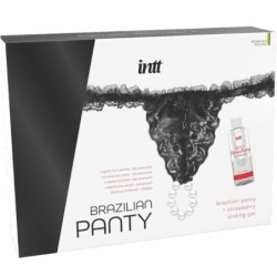 Panty Brasileña Negra Con Perlas Y Gel Lubricante 50 Ml de Intt Releases | Piumer