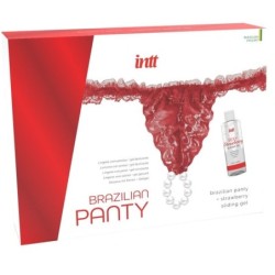Panty Brasileño Roja Con Perlas Y Gel Lubricante 50 Ml de Intt Releases | Piumer