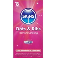 Dots & Ribs Preservativos Premium Pack 8 de Skins | Piumer