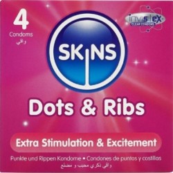 Dots & Ribs Preservativos Premium Pack 4 de Skins | Piumer