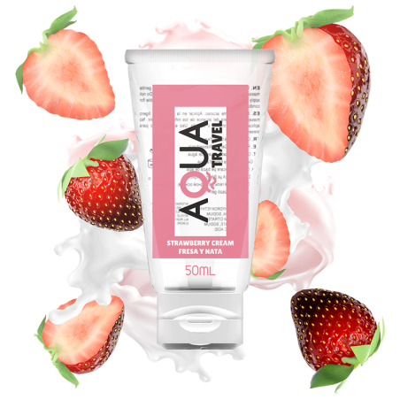 Lubricante Base Agua Sabor Fresa Y Nata - 50 Ml de Aqua Travel | Piumer