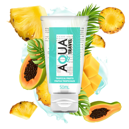 Lubricante Base Agua Sabor Frutas Tropicales - 50 Ml de Aqua Travel | Piumer
