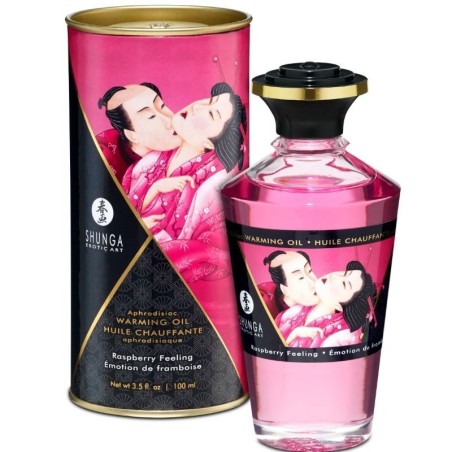 Shunga - Aceite Masaje Efecto Calor Sabor Intenso Frambuesa 100 Ml de Shunga Oils | Piumer
