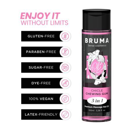 Aceite De Masaje Premium Efecto Calor Sabor Chicle 3 En 1 - 100 Ml de Bruma | Piumer