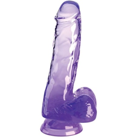Clear Pene Realístico Con Testículos 13.5 Cm Morado de King Cock | Piumer